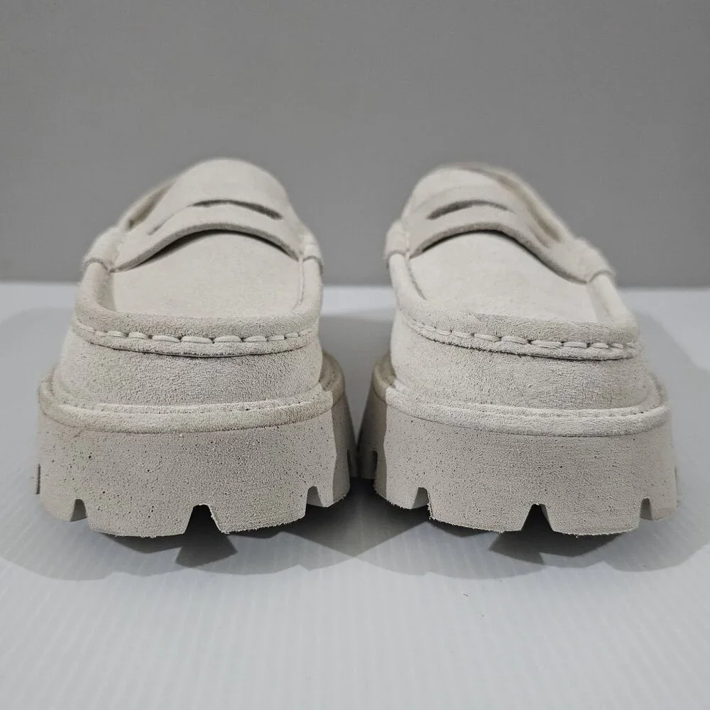 Pedro Garcia Cream Suede Lug Sole Loafers